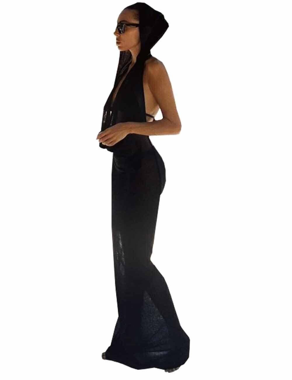 1464 Vintage Cloak Sleeveless Hooded Costume Sheer Lingerie Rave Outfits